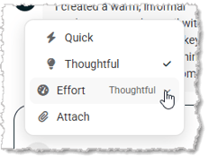 Image showing the AI Assistant Prompt Options on the Create Email page of the Like Sew system.