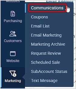 Image showing how to get to the Communications module in the Like Sew system.