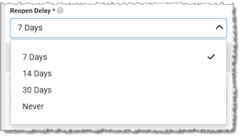 Image showing the Marketing Pop Up reopen delay options.